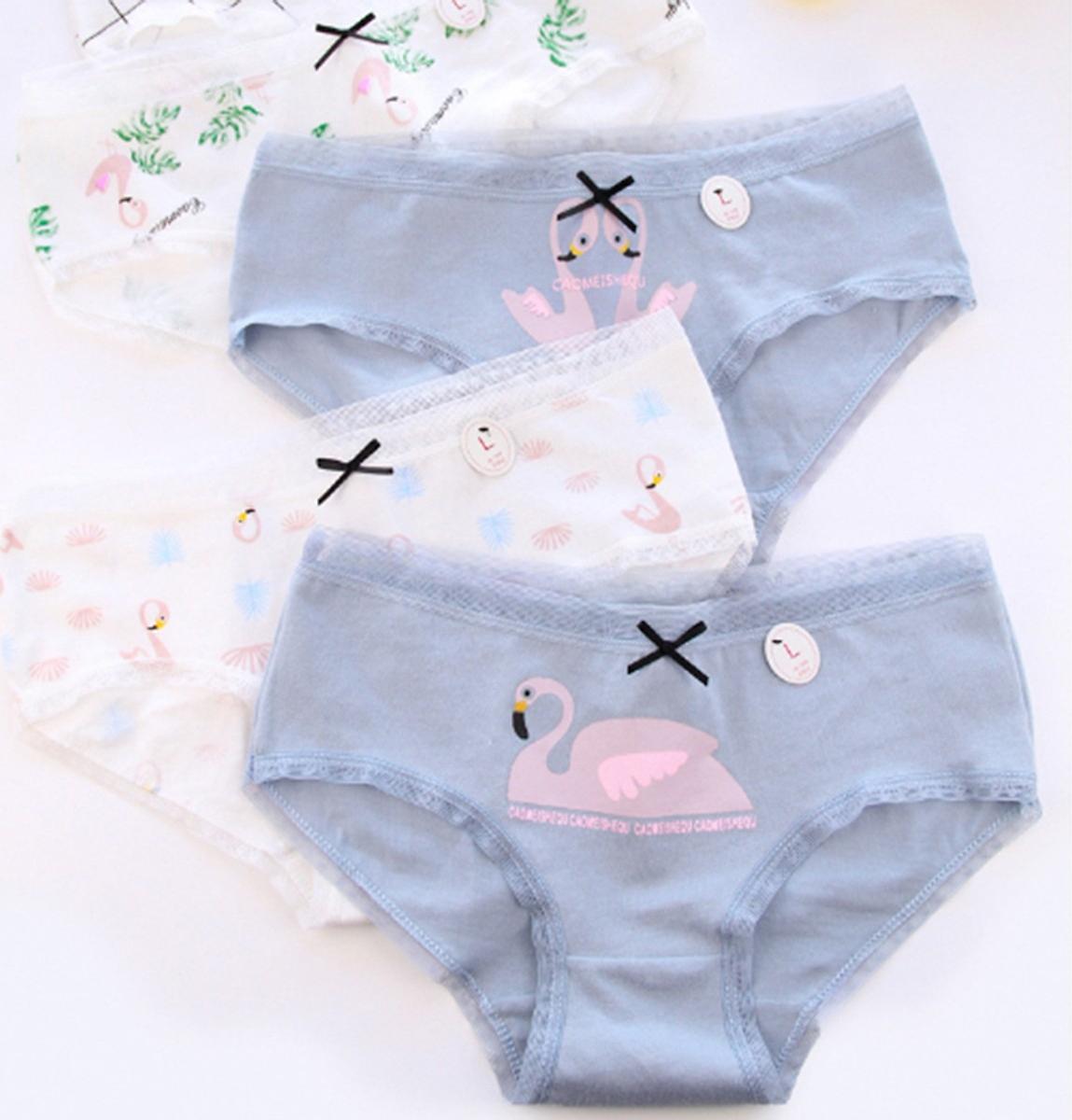 Combo 5 quần lót nữ mềm mại, chất mát thoáng khí hình thiên nga trắng tím