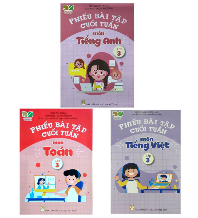 Sách - Combo 3 Phiếu bài tập cuối tuần Toán, Tiếng Việt, Tiếng Anh Lớp 3 - Kết Nối Tri Thức