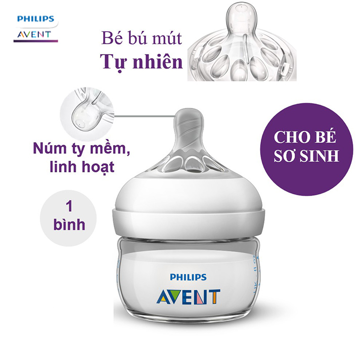 Bình sữa Philips Avent cho bé mô phỏng tự nhiên Bình tập uống đựng sữa cho trẻ sơ sinh chống sặc cổ rộng không có BPA Tặng móc khóa xinh xắn thương hiệu Bamboo Life