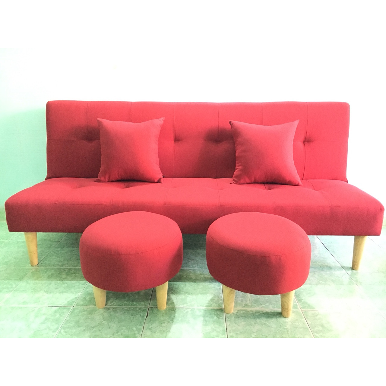Hình ảnh Ghế sofa giường bed đỏ bộ salon phòng khách SB1-ghedaivs2don