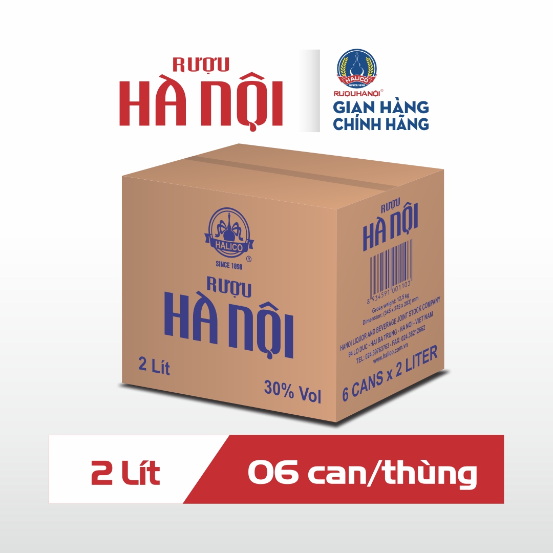 Rượu Hà Nội HALICO nồng độ 30% can PE 2l không kèm hộp