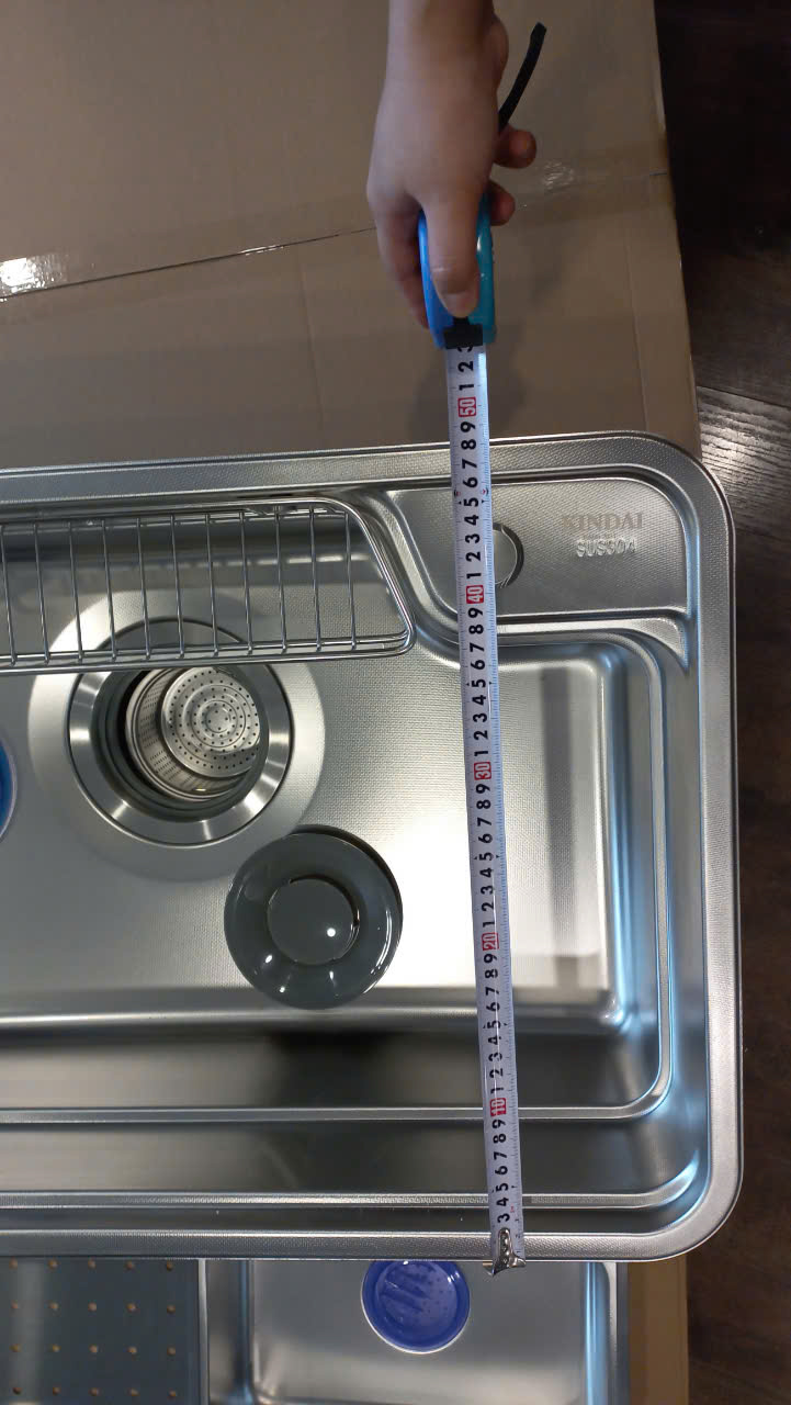 Chậu rửa bát inox304 chống xước 78x48cm nguyên khối không hàn, bộ xả 18cm, khay inox, thớt inox-Hàng chính hãng