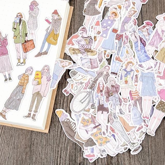 Stickers tách từ các set lớn (cô gái cỡ trung / cô gái má hồng / cô gái thanh xuân) 17-25pcs/set