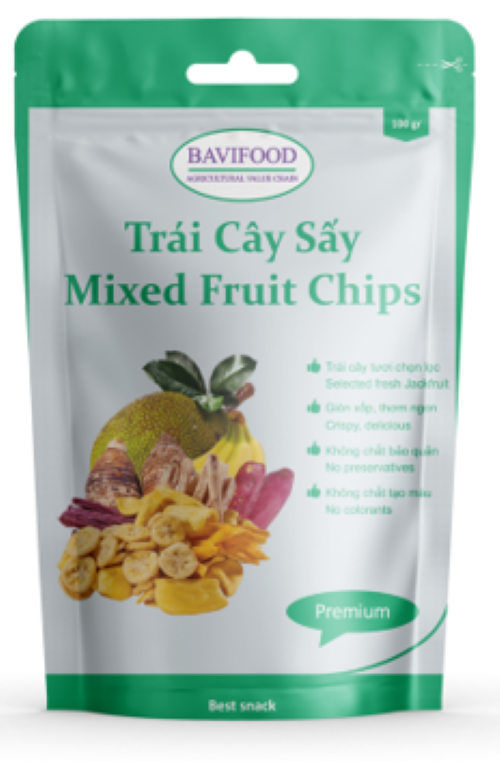 [Thùng = 40 gói x 100 grs/gói] Trái Cây Sấy Chân Không (Mixed Fruit Chips), Giòn Xốp Tự Nhiên – BAVIFOOD, Khối Lượng: 4 kg/thùng (thùng = 40 gói x 100 grs/gói) – Premium