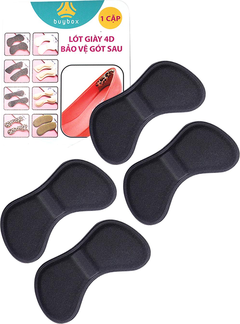 Bộ 2 Cặp Lót Giày 4D Bảo Vệ Gót Chân Và Chống Tuột Gót Giày Loại Bầu - Buybox - Bbpk54 - 2 Cặp Đen