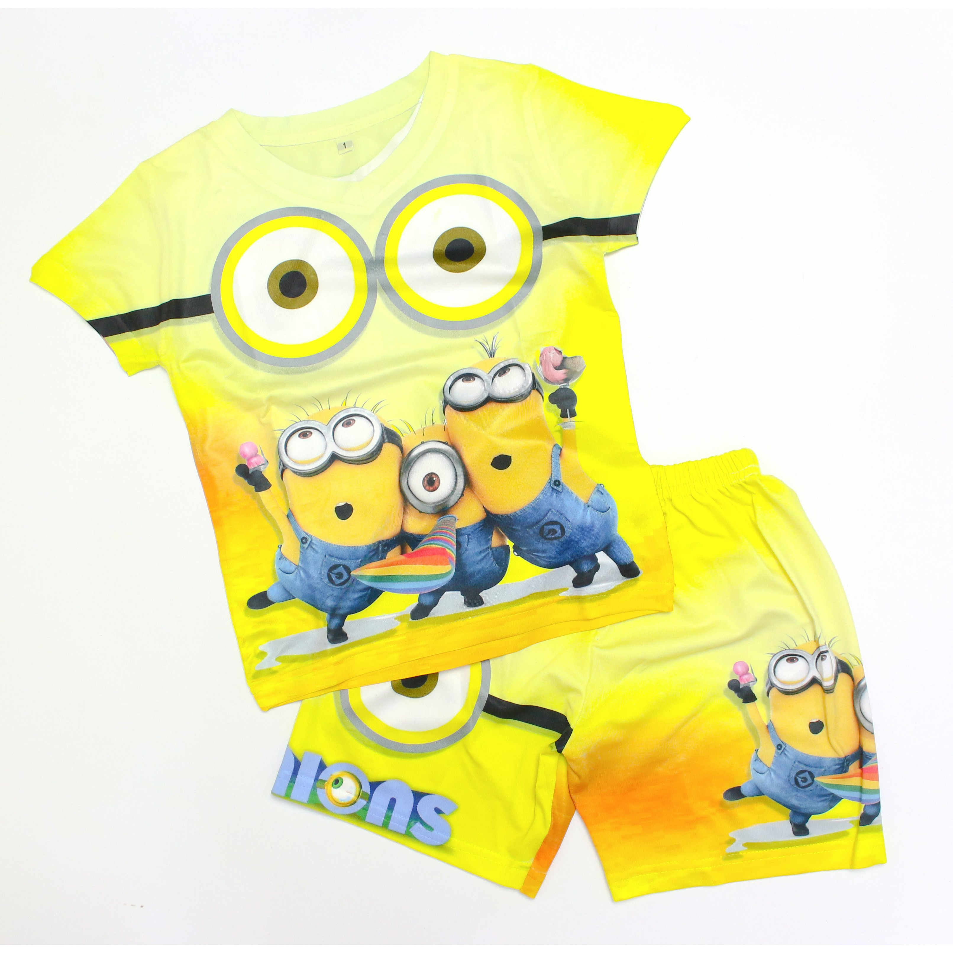 Đồ Bộ Thun Lạnh Có Tay In 3D cho bé trai hình Minions