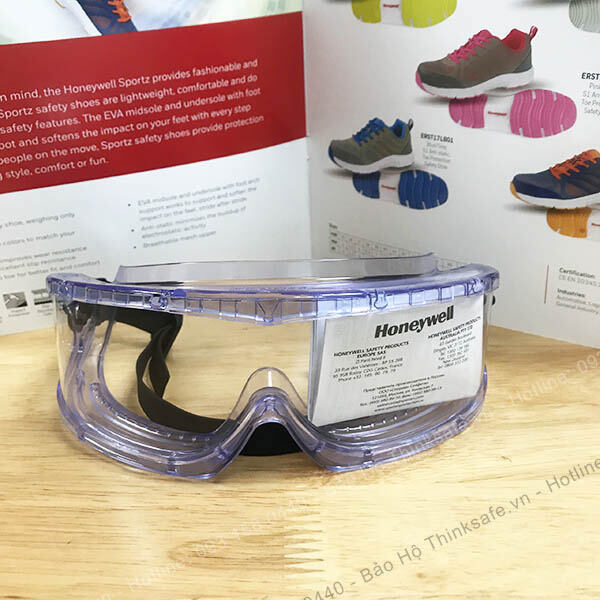 Kính bảo hộ chống bụi Honeywell Vmaxx kính chống hóa chất chống va đập chống tia uv giảm lóa kính bảo hộ mắt có thể đeo cùng mặt nạ phòng độc kính cận