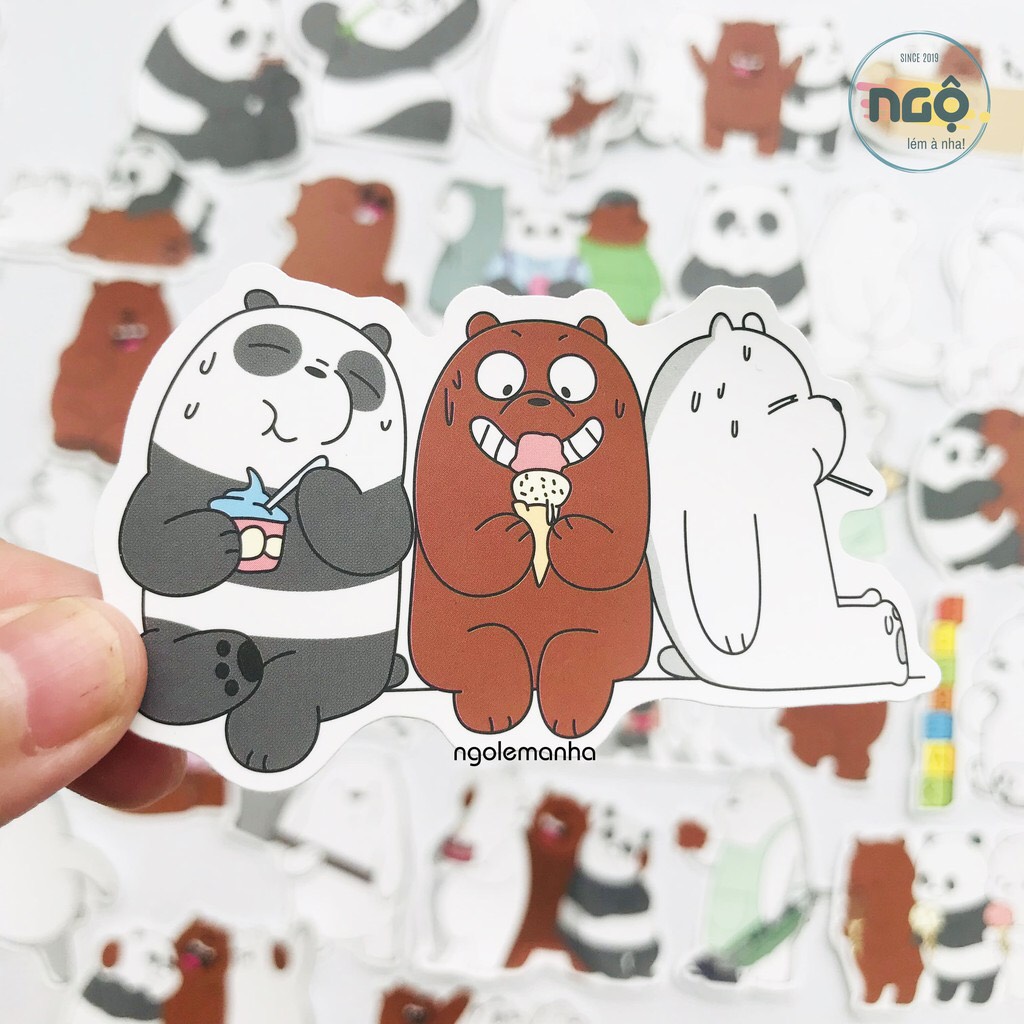 Set 30 sticker We Bare Bears (Chúng tôi đơn giản là Gấu) - Giao mẫu ngẫu nhiên