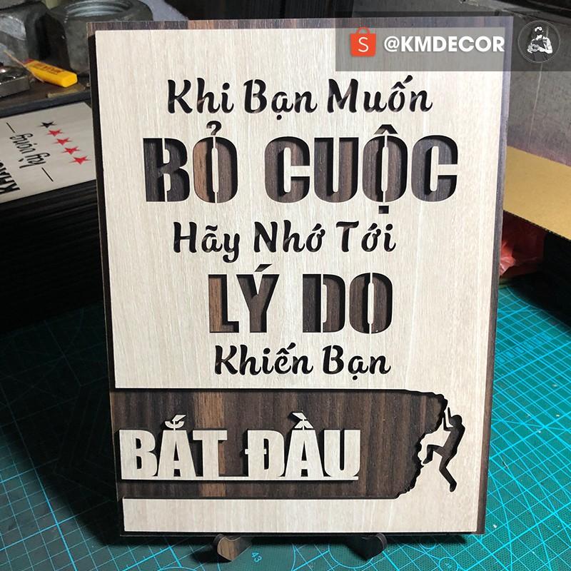 Tranh văn phòng treo tường tạo động lực bằng gỗ 20x27cm - Mẫu "khi bạn muốn bỏ cuộc..."