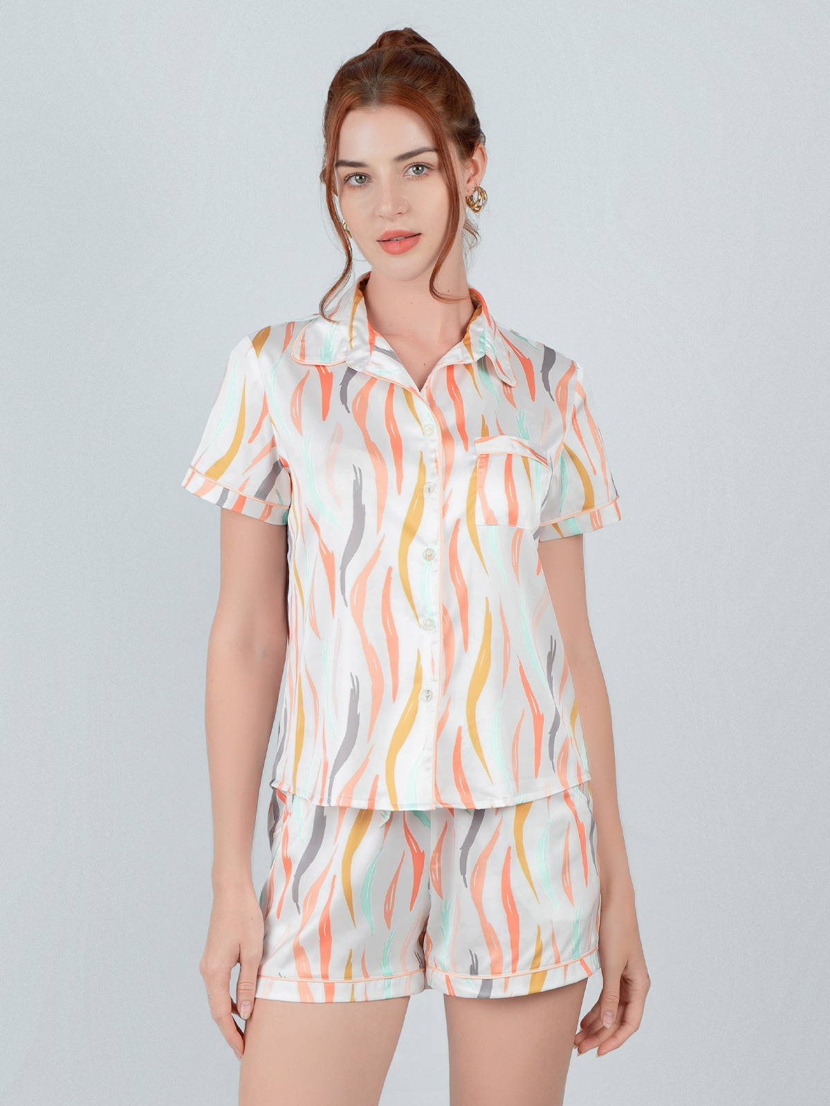 Bộ Pijama ngắn nữ Vera Satin in full tay ngắn - V0474