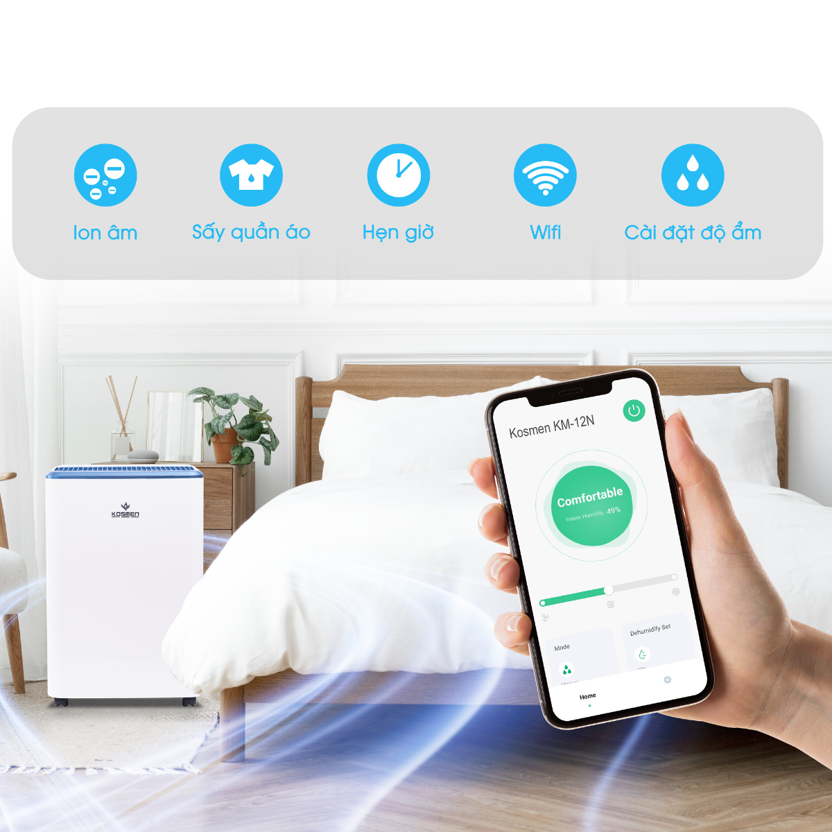 Máy Hút Ẩm Dân Dụng Kosmen KM-12N Công Suất