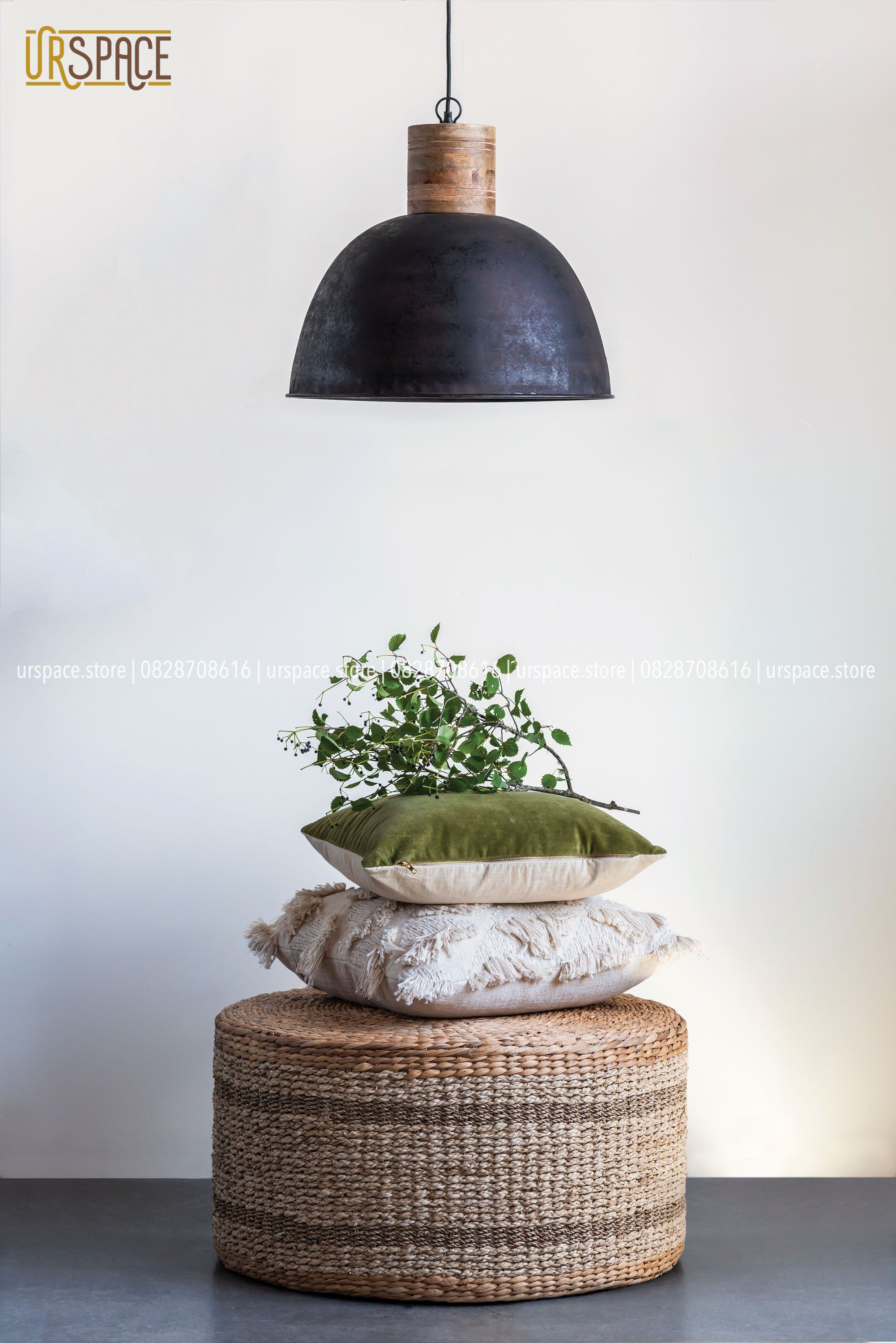 Ghế đôn bèo hình trụ tròn đa năng/ Water hyacinth ottoman stool