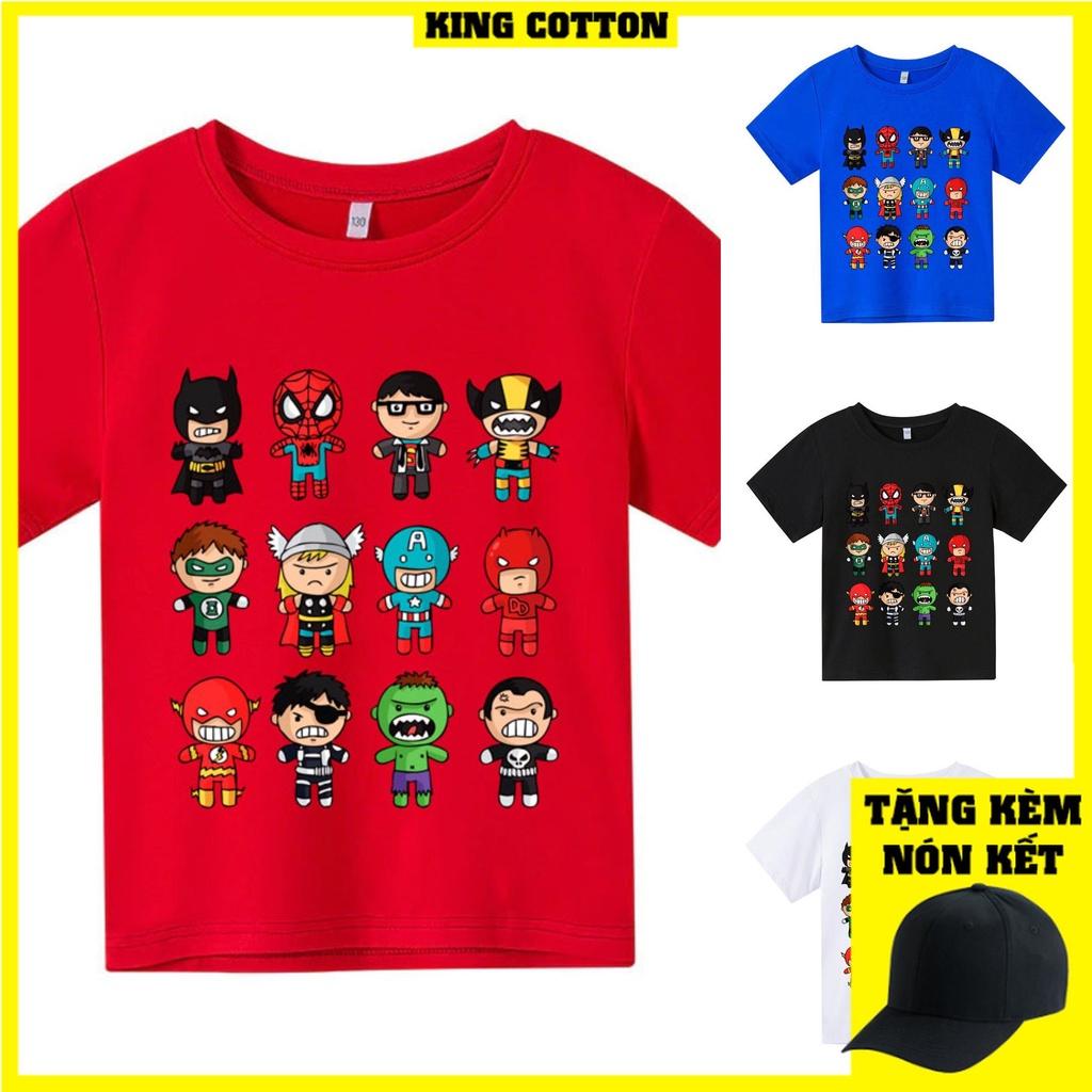 Áo thun trẻ em MARVEL CHIBI, 4 màu, có size người lớn, King Cotton