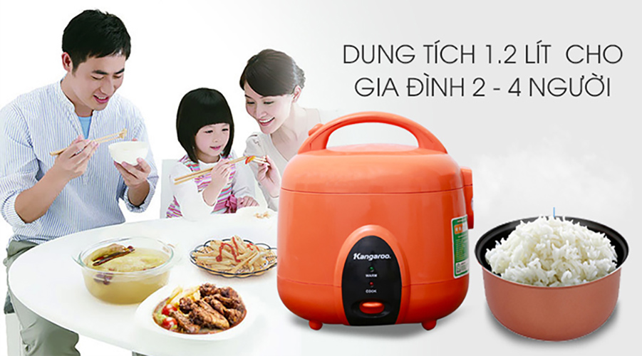 Nồi Cơm Điện Kangaroo KG826S (1.2L) - Cam - Hàng chính hãng