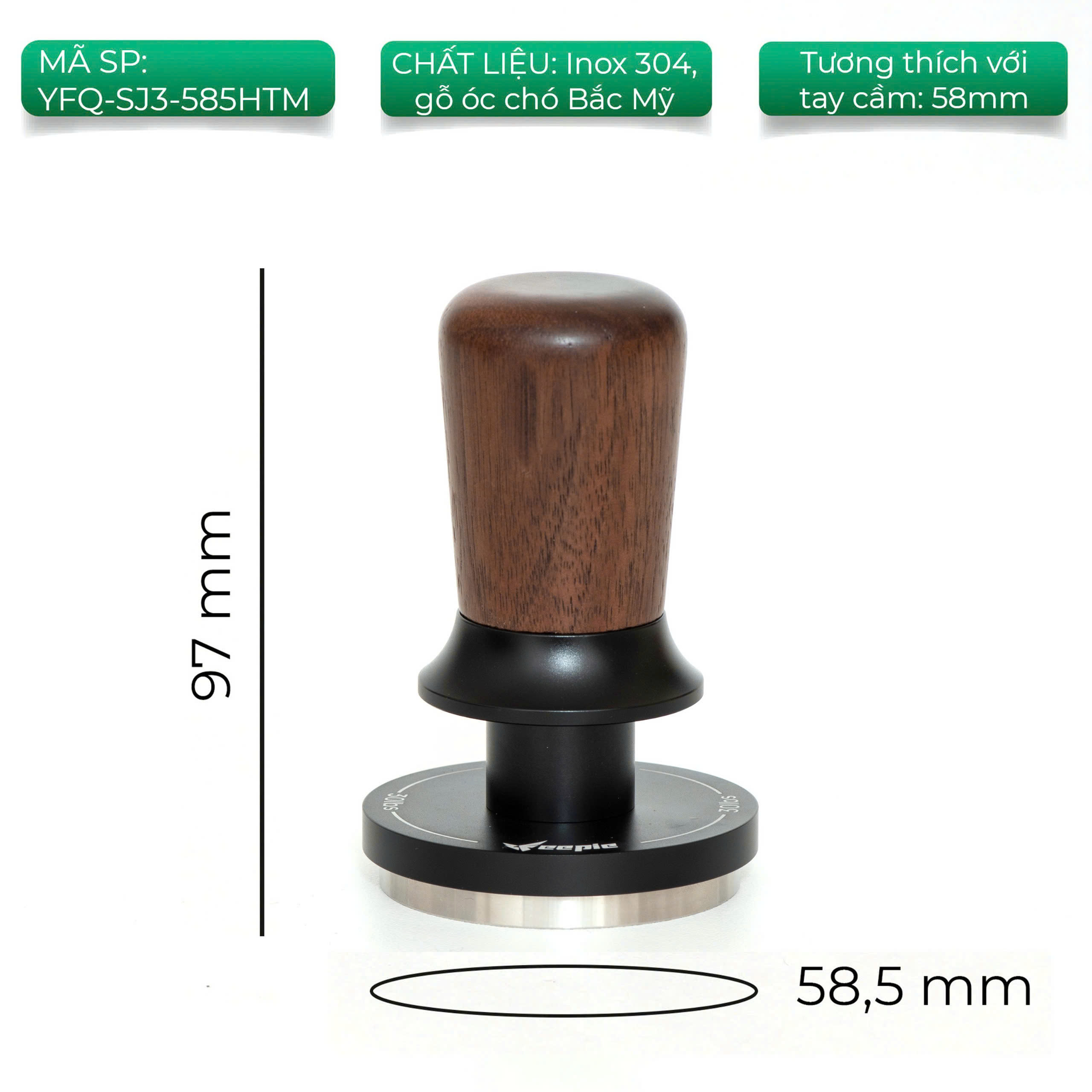 Feepie Tamper nén cà phê cố định lực cân bằng Wood charm
