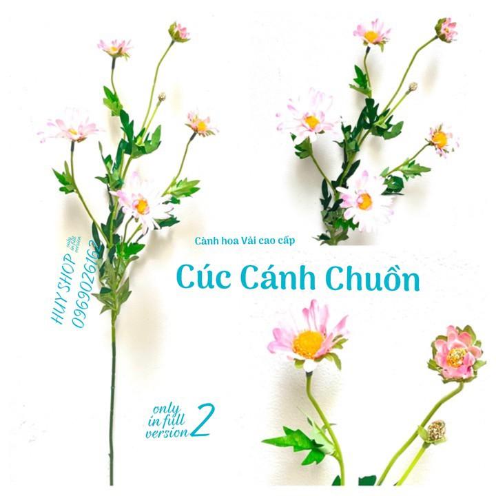 HOA GIẢ TRANG TRÍ - CÀNH HOA CÚC CÁNH CHUỒN VẢI CAO CẤP