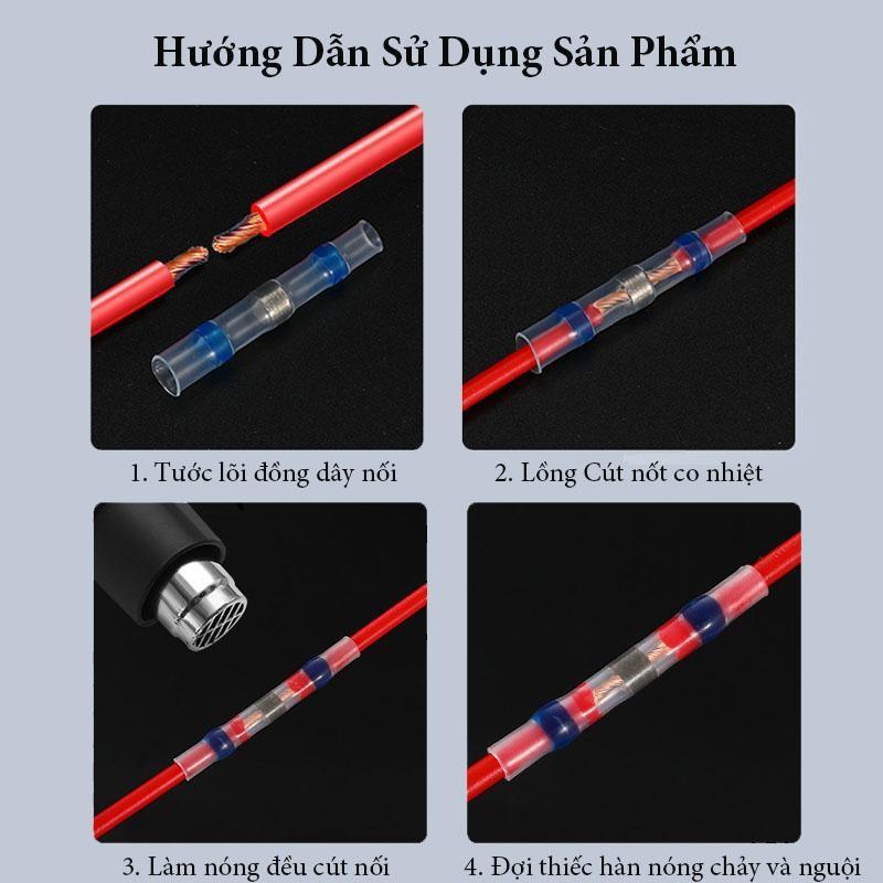 Bộ 50 Đầu Nối Dây Điện, Cút Nối Dây Điện Tự Hàn, Chống Nước, Trong Suốt Tiện Dụng