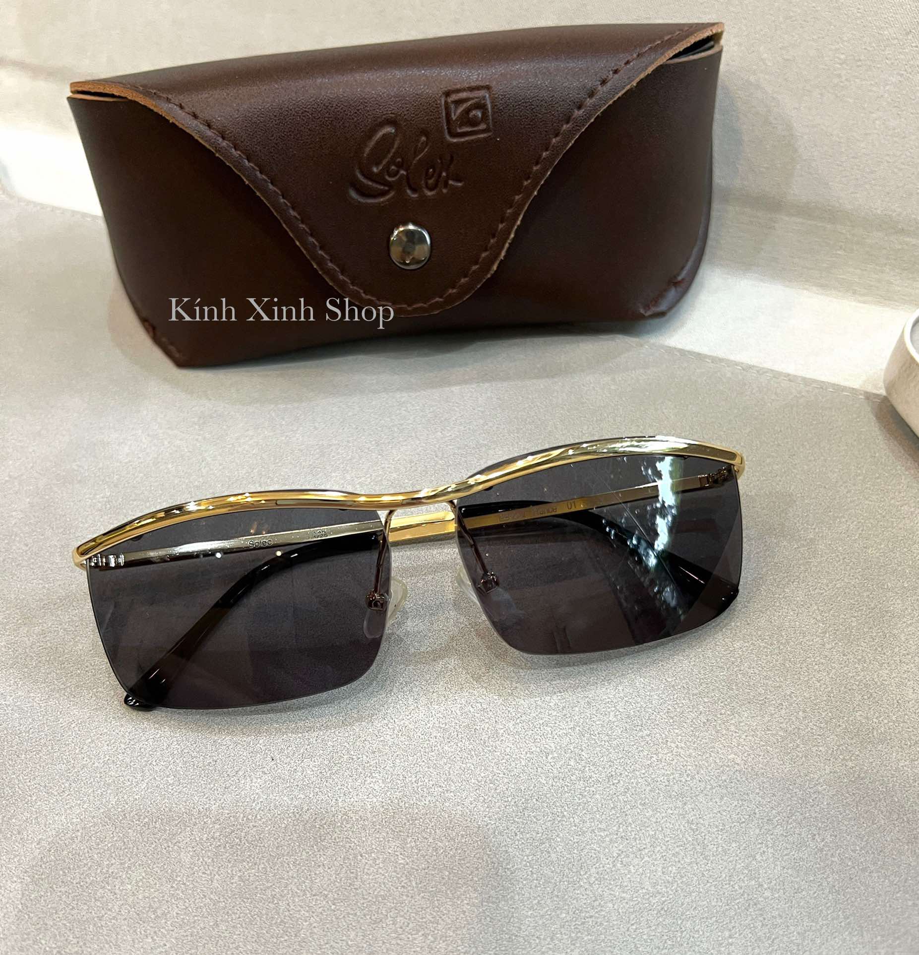 Kính râm nam Amor nửa viền cao cấp gọng mạ vàng 14K + Tặng kèm Fullbox phụ kiện