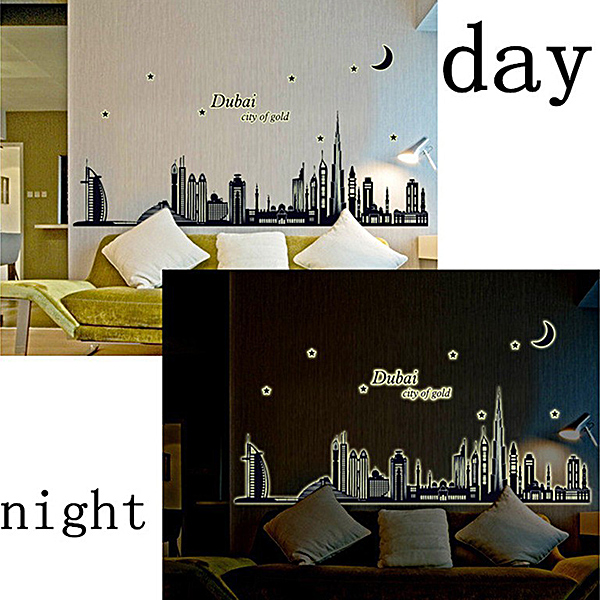 Decal Dán Tường Thành Phố Dubai Dạ Quang Binbin PK480
