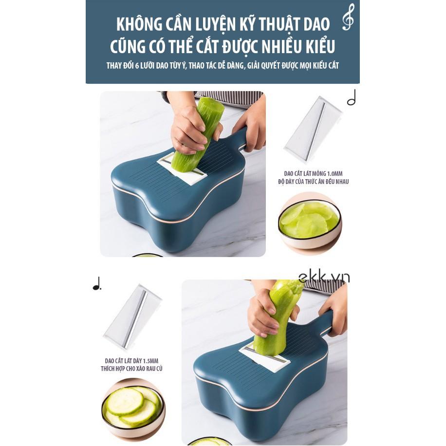Dụng Cụ Thái Rau Củ Hình Đàn Ukulele - 6 lưỡi dao tùy ý - Cắt được nhiều kiểu - Home and Garden