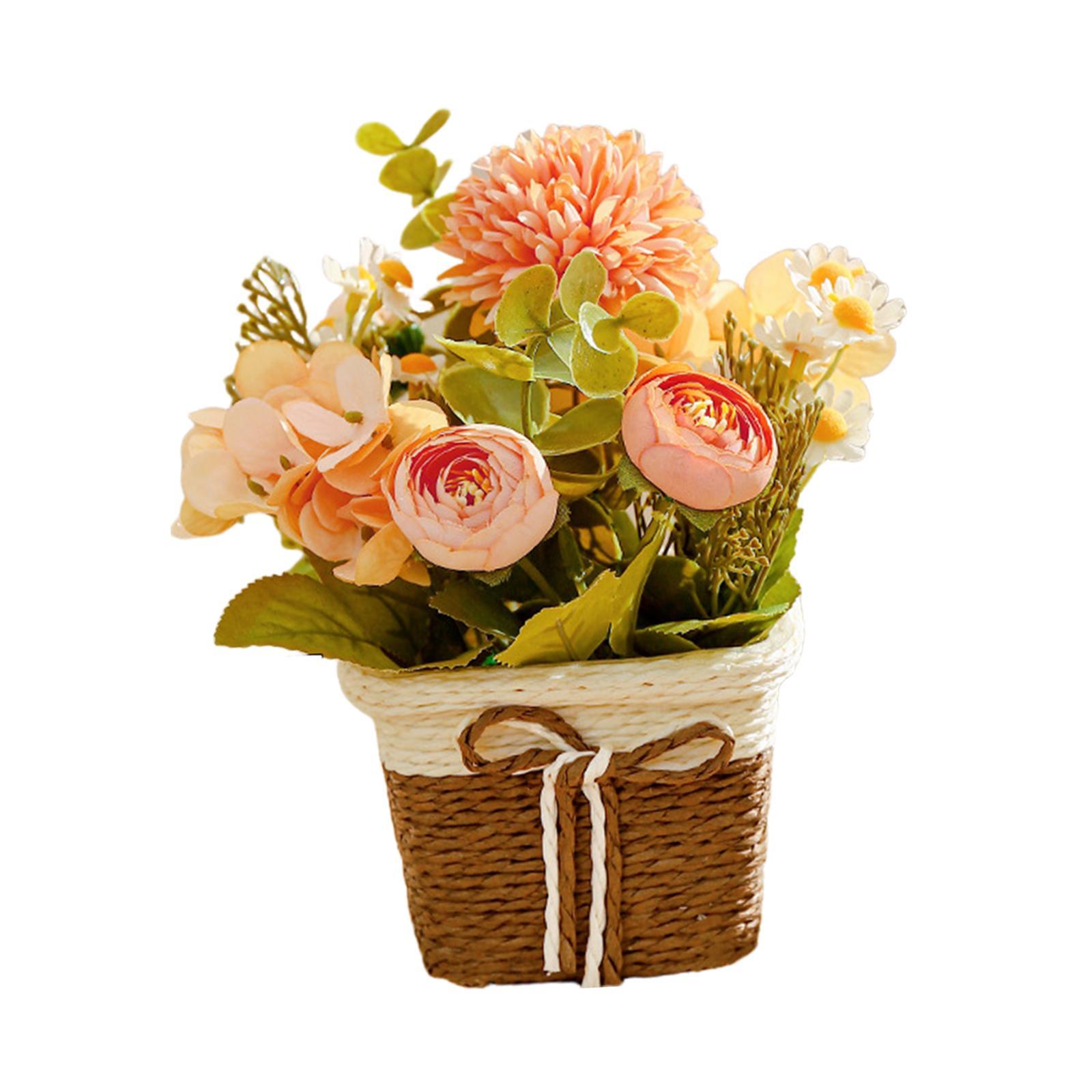 Artificial Potted Flowers Artificial Flowers Bonsai Decorative Centerpieces Table Decor Flower Arrangement for Office Shelf Farmhouse Indoor