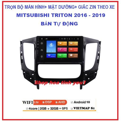 MITSUBISHI TRITON.Màn hình MẶT DƯỠNG CHO XE TRITON bản tự động 2016-2019, Màn dvd androi +dây giắc theo xe