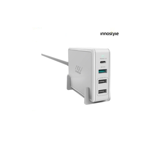 Adapter Sạc 4 Cổng Cho Macbook Innostyle Gomax Pro 80W Tích Hợp USB Type-C Power Delivery Hỗ Trợ Sạc Nhanh Quick Charge 3.0 - Hàng Chính Hãng