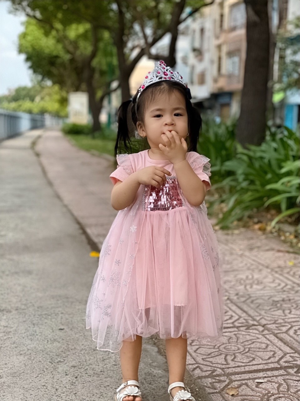 ĐẦM ELSA TAY NGẮN BABY HỒNG