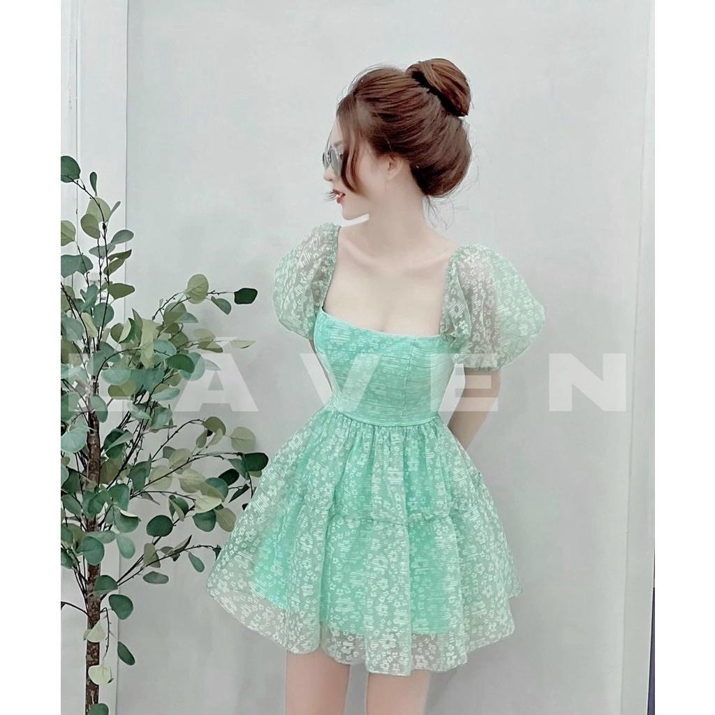 Đầm váy nữ ren hoa dáng xòe cổ vuông họa tiết tôn dáng trẻ trung siêu xinh bkfrre