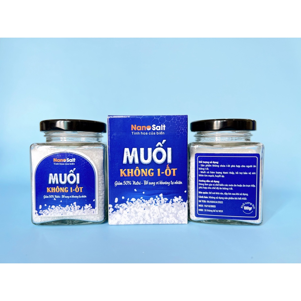 Muối Không I-ốt Nanosalt, Muối tách I-ốt | Thích hợp cho người ăn kiêng I-ốt | Lọ 100g