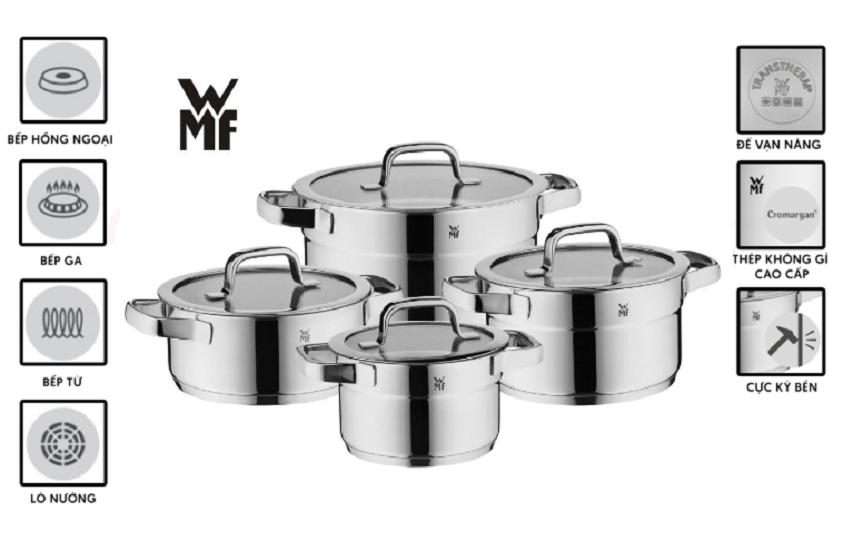 Bộ Nồi WMF Compact Cuisine 4 Món Cookware Set Chất Liệu Thép Không Gỉ- 0790046380