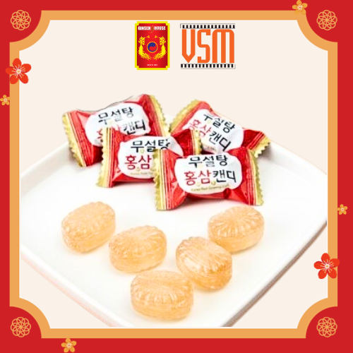 Kẹo Hồng Sâm Hàn Quốc Không Đường Ginseng House - Bịch đỏ 500g - Giảm Mệt Mỏi & Căng Thẳng