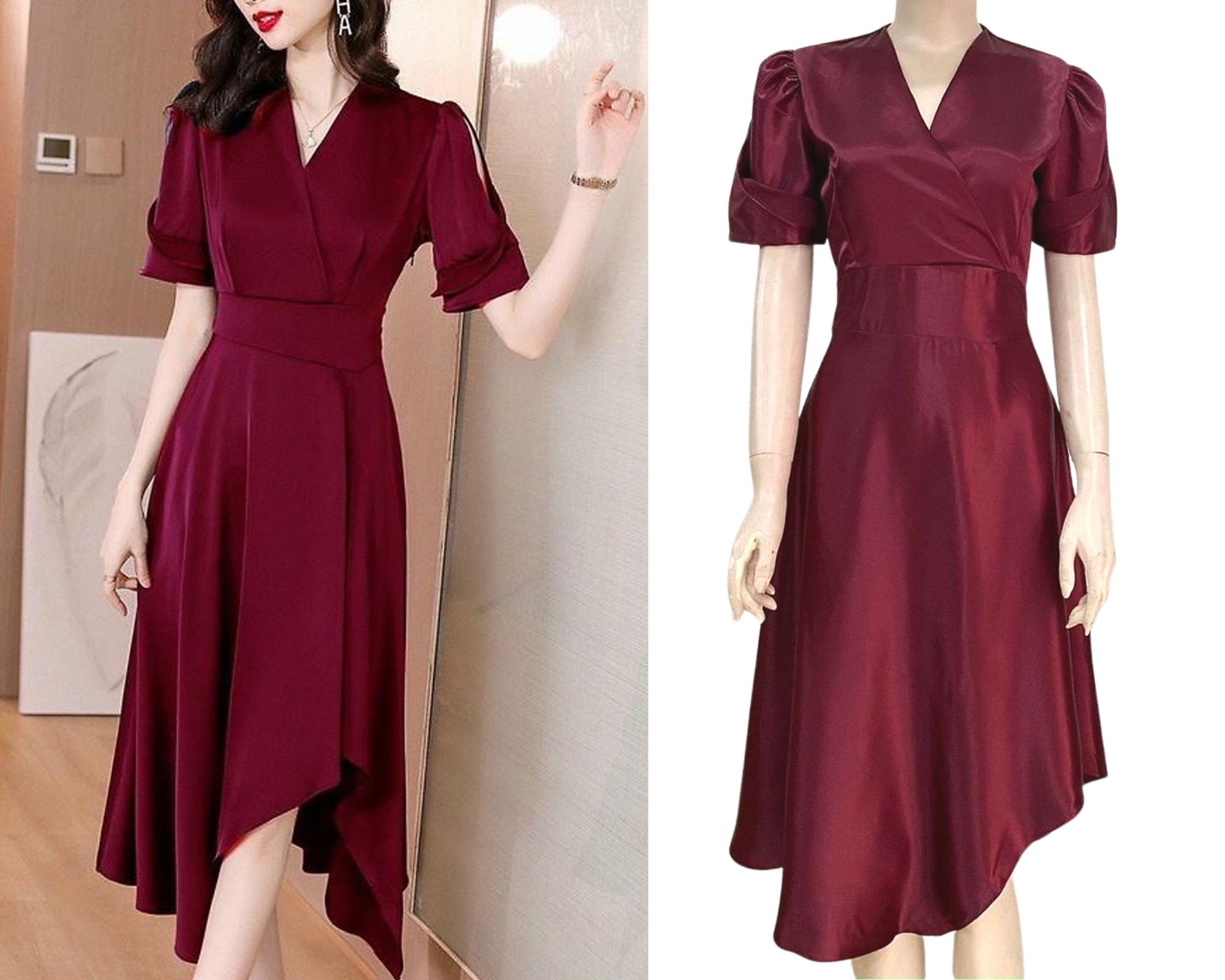 ĐẦM XÒE TRUNG NIÊN CỔ V ĐI TIỆC chất vải phi thun mềm mịn,đàn hồi nhẹ dễ mặc. Kiểu dáng đơn giản nhẹ nhàng,với thiết kế cổ v kèm lai xéo làm điểm nhấn,tạo nên chiếc đầm mang phong cách thời trang cách điệu,nhẹ nhàng và tính tính mà ko kém phần sang trọng