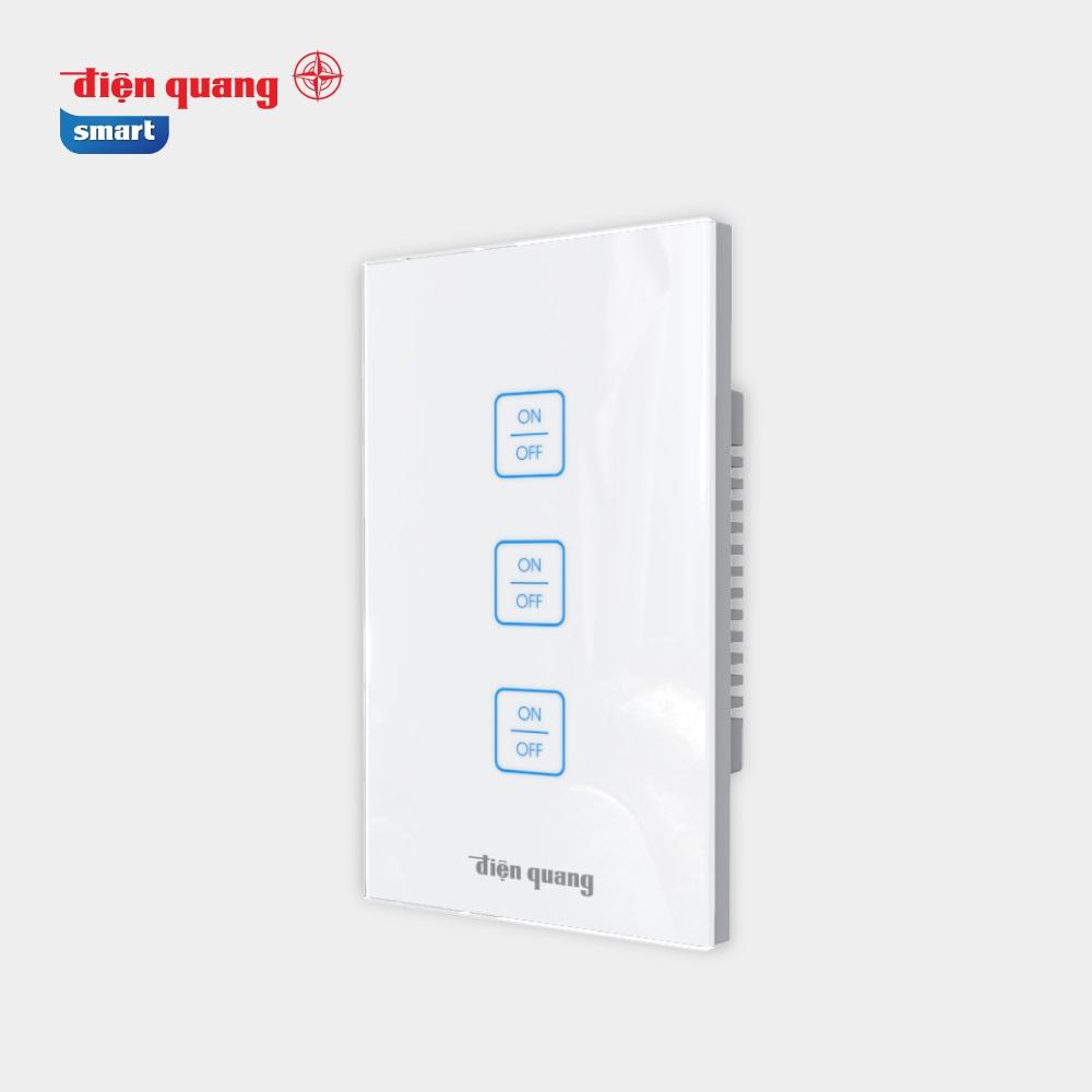 Công Tắc Cảm Ứng Apollo Điện Quang ĐQ SW1.1 R 03 01 WiFi - Màu trắng, 3 nút 3 kênh điều khiển ON/OFF