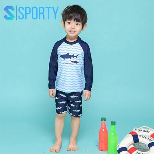 Đồ Bơi Trẻ Em - Áo Bơi Dài Tay Cho Bé Trai Kèm Quần Lửng Mẫu Cá Mập SPORTY SW334