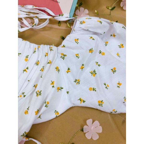 ĐẦM NỮ HỌA TIẾT TAY BO HÀNG THIẾT KẾ 2 LỚP