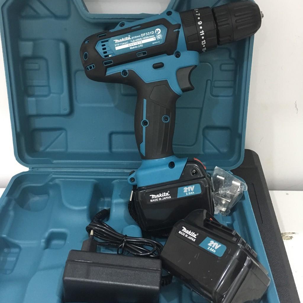 MÁY Khoan Pin vuông MAKITA 21V 2 CHỨC NĂNG ( khoan, bắt vít ) - TẶNG 1 mũi khoan +1 mũi vít , MAKITA chữ nổi, 100% Đồng