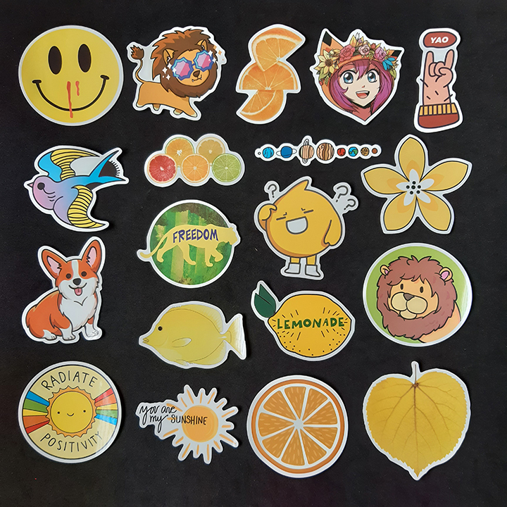 Bộ Sticker dán cao cấp chủ đề MÀU VÀNG - YELLOW - Dùng dán Xe, dán mũ bảo hiểm, dán Laptop...