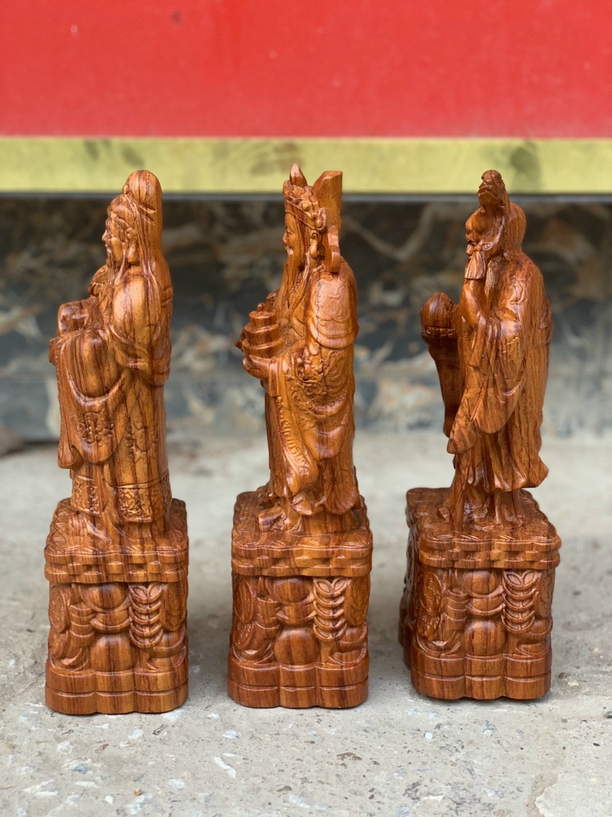 Tượng phật tam đa phúc lộc thọ dáng nưng gù gỗ hương cao 70