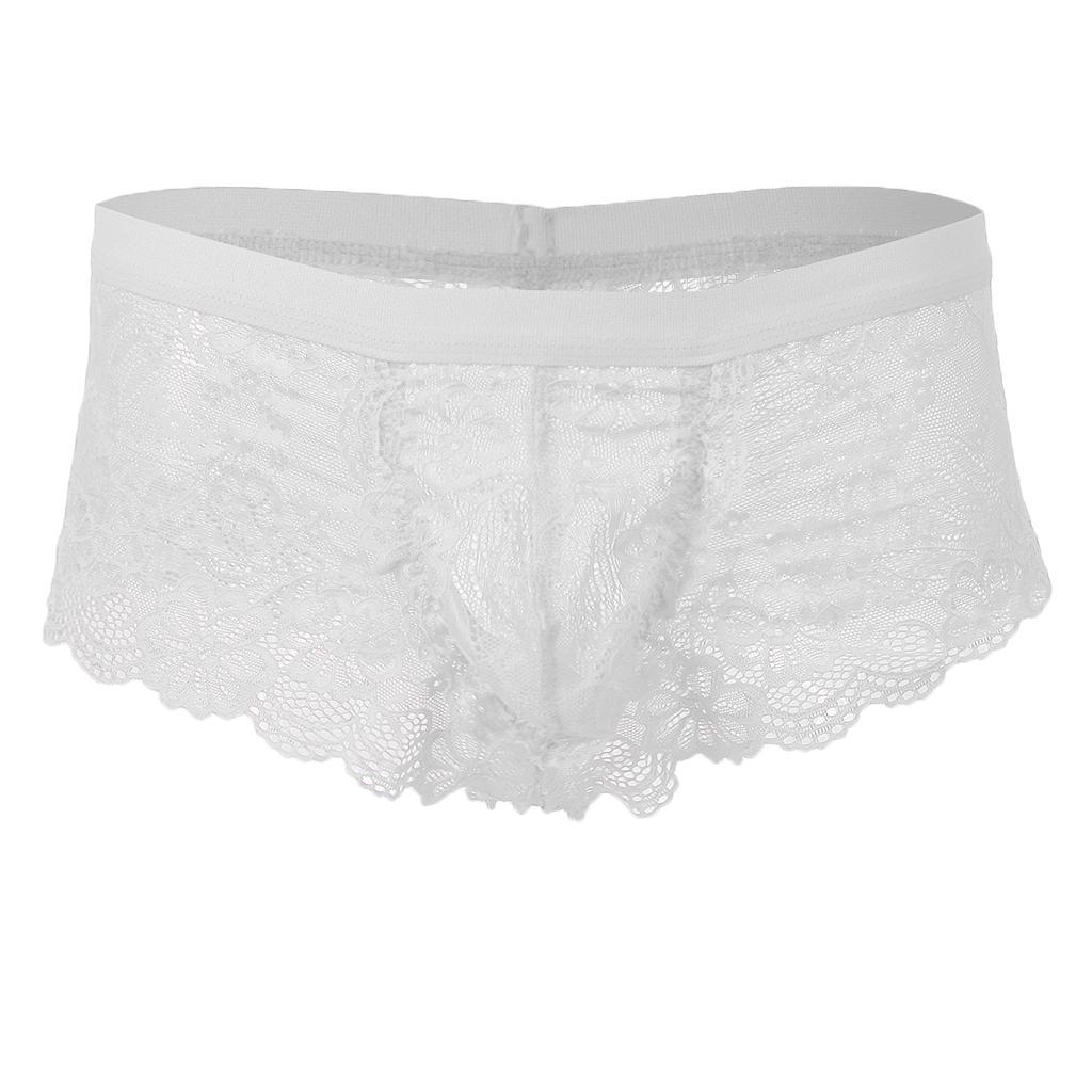 Prettyia 2 Pieces Sexy Men sheer Lace See Through Panties Briefs Underwear