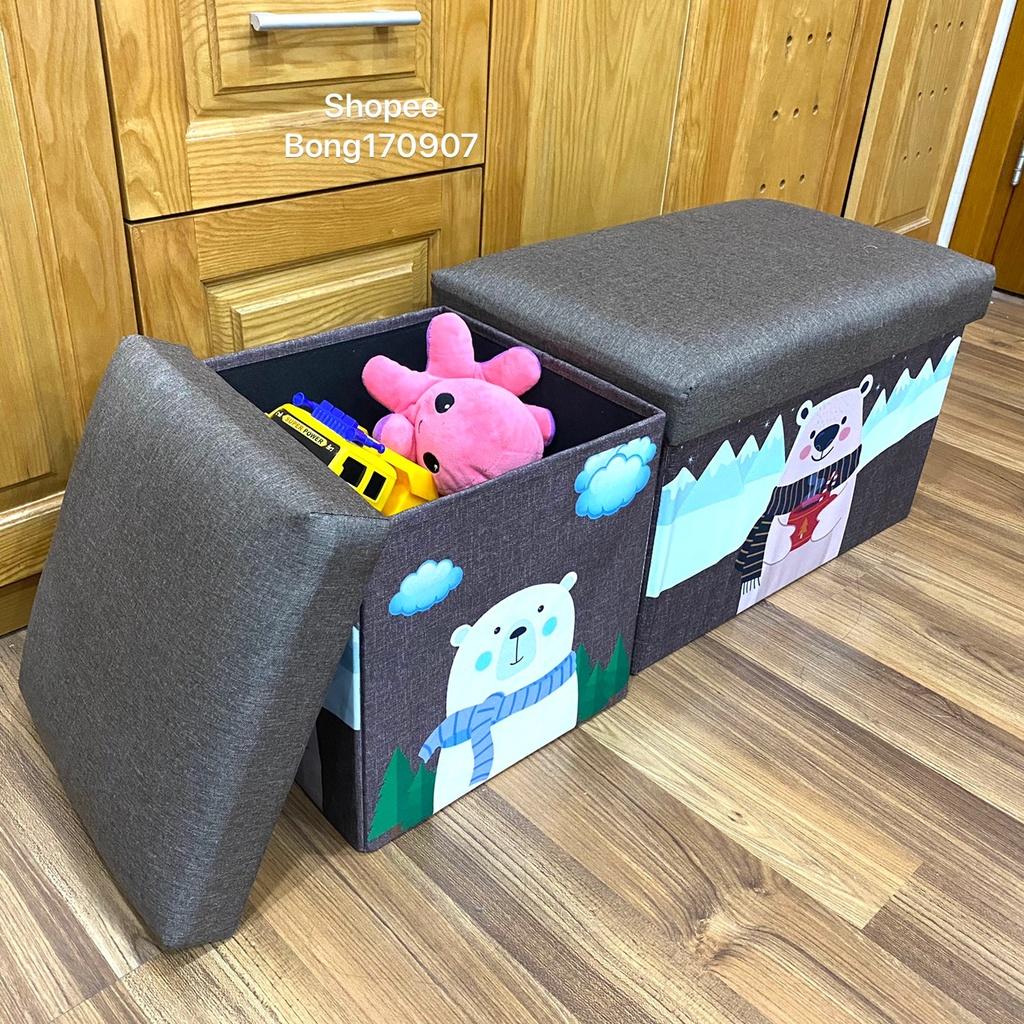Bộ 2 Ghế Sofa Trẻ Em Kiêm Hộp Đựng Đồ So Cute Chất Vải Oxfort 600d Cứng Cáp Họa Tiết Kỹ Thuật Số