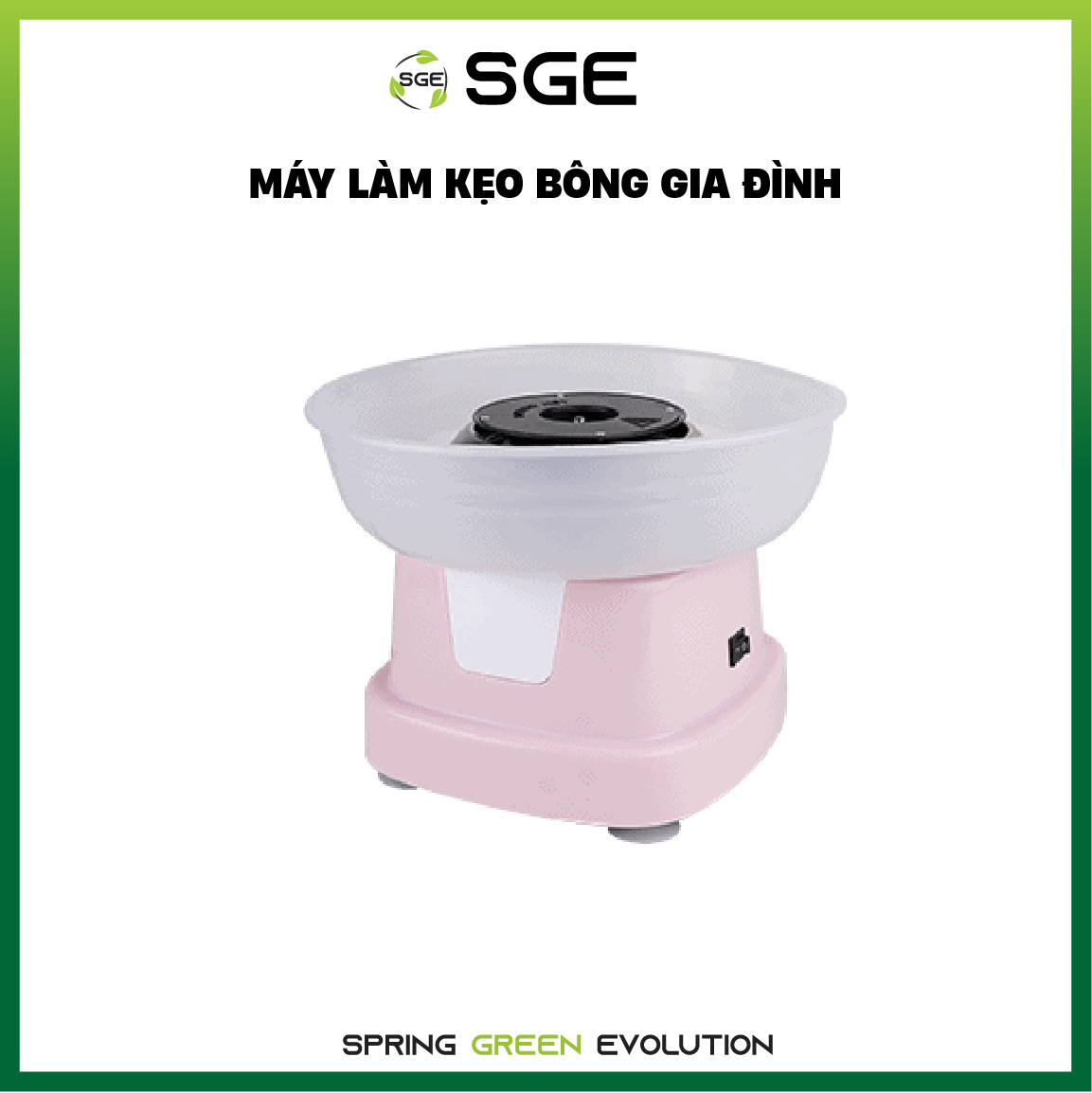 Máy Làm Kẹo Bông Gòn Mini SGE BX-G400 Công Suất 400W Vỏ Máy Inox, PP Dễ Sử Dụng Giá Hấp Dẫn - Tặng Thìa Đong, Que Kẹo