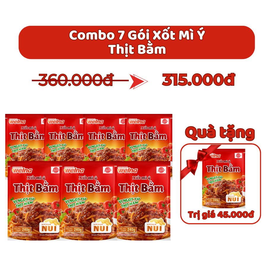 [Tặng 1 gói] Combo 7 Gói Xốt Mì Ý Hương Vị Thịt Bằm - Nisshin Seifun Welna Shop