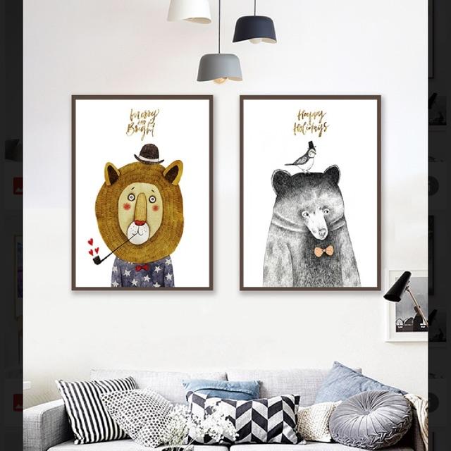 Tranh canvas động vật kt:50x70cm x2 bức