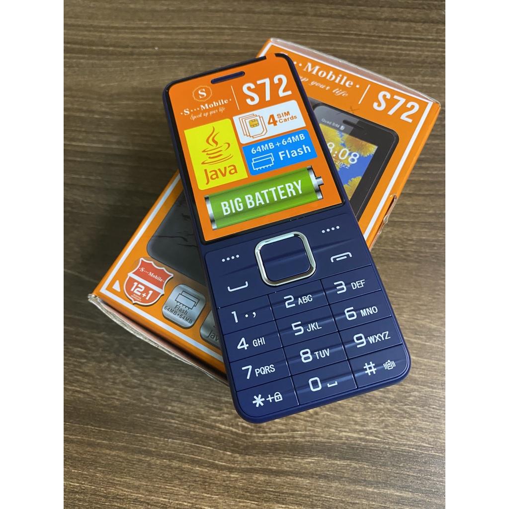 Điện Thoại S-Mobile S72 - 4 Sim - Pin Khủng 3000 mAh - Loa Cực To - Lướt Mạng - Mới Full Box-Bảo Hành 06 Tháng