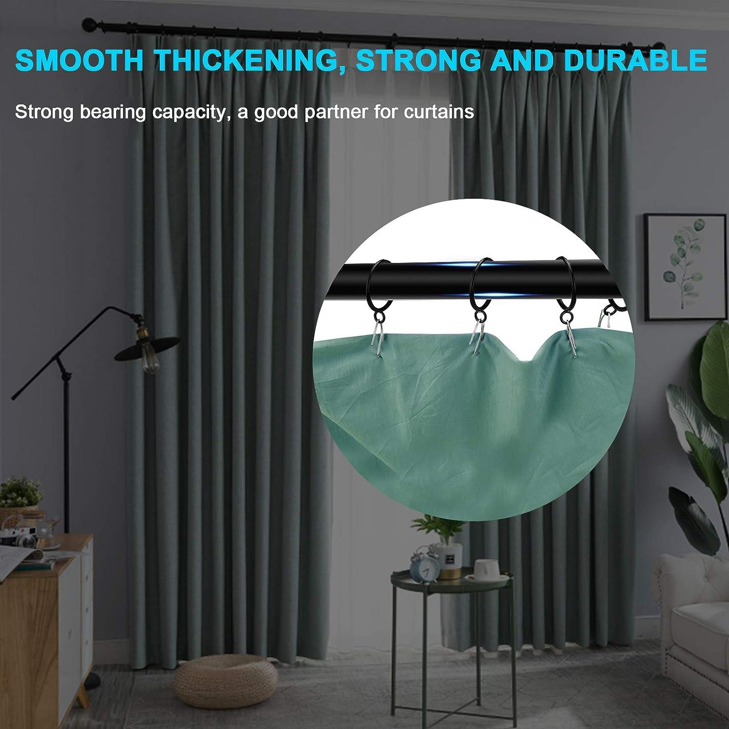 40PCS Vòng rèm màu đen với màn cho thanh rèm vòng rèm)