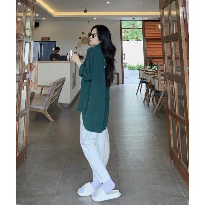 Sơmi đuôi tôm cách điệu dáng rộng oversize