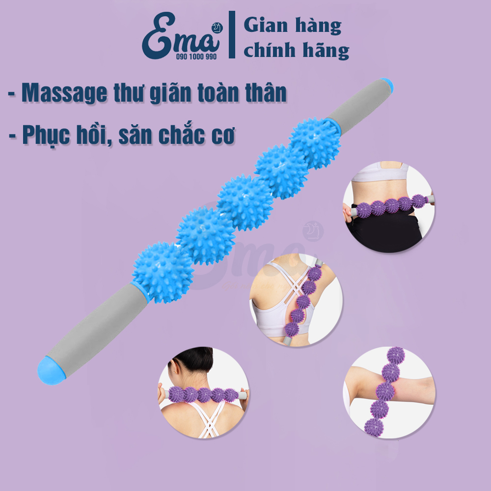 Gậy lăn massage giãn cơ Ema, con lăn 5 bóng massage thư giãn toàn thân tại nhà