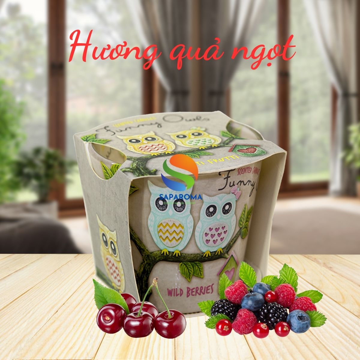 Ly nến thơm tinh dầu Bartek Funny Owls 115g QT00668 - hương quả ngọt, nến trang trí, thơm phòng, thư giãn, hỗ trợ khử mùi (giao mẫu ngẫu nhiên)