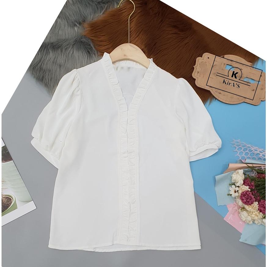 ÁO SƠ MI TRẮNG CỔ BÈO CỰC XINH AM06